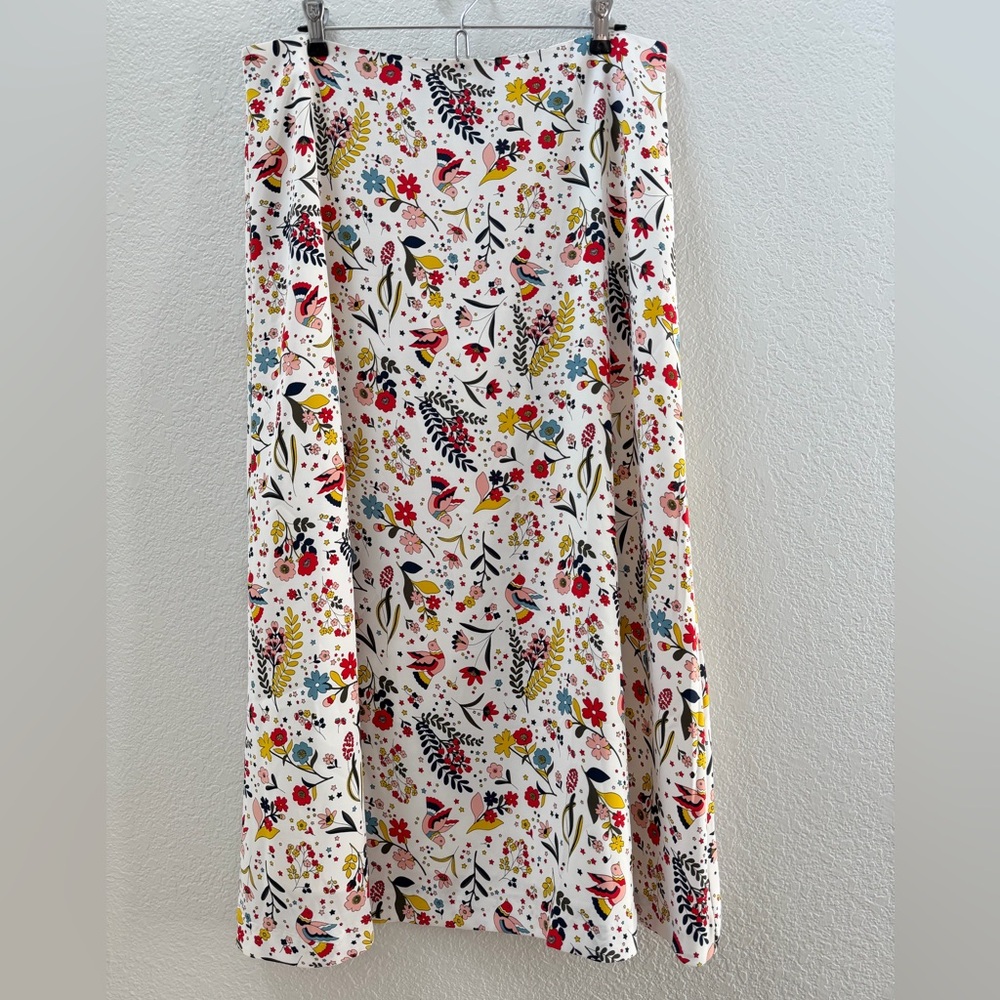Boden Multicolor Floral/Bird Long Sleeve Blouse & Midi Skirt Set Size 12 - Picture 11 of 16
